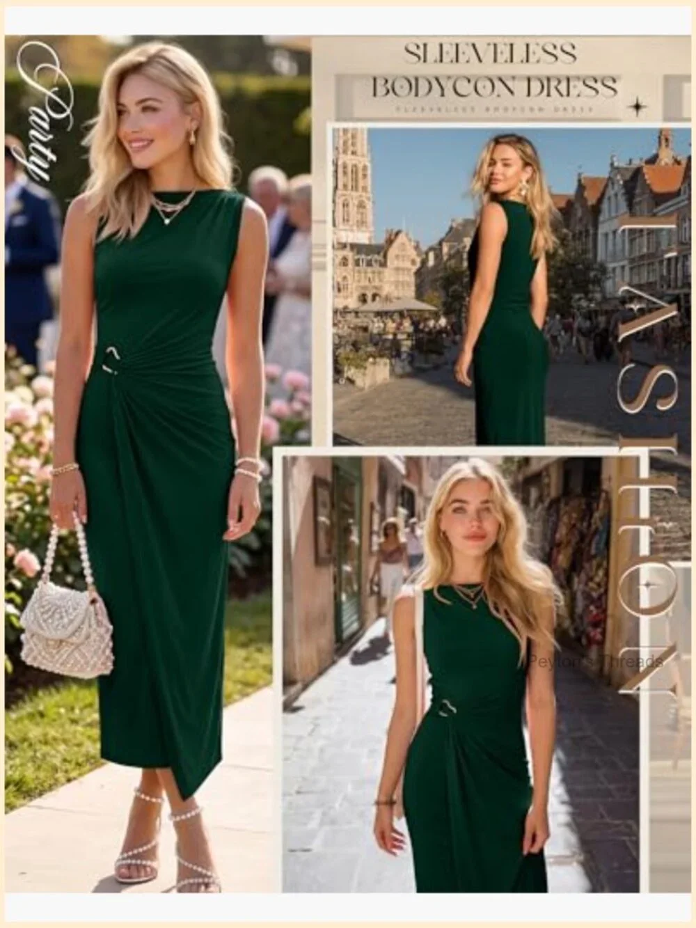 Sleeveless Ruched Bodycon Maxi Dress - Wedding Guest Cocktail